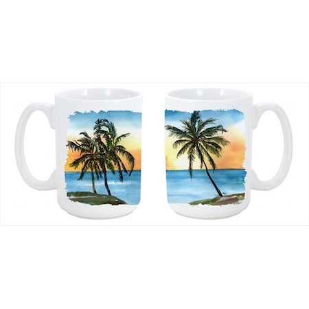 Carolines Treasures 8551CM15 Palm Tree Dishwasher Safe Microwavable Ceramic Coffee Mug 15 Oz.